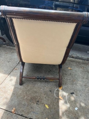 Pair of Large Mahogany & Leather Armchairs by Marge Carson California. - Picture 9 of 12