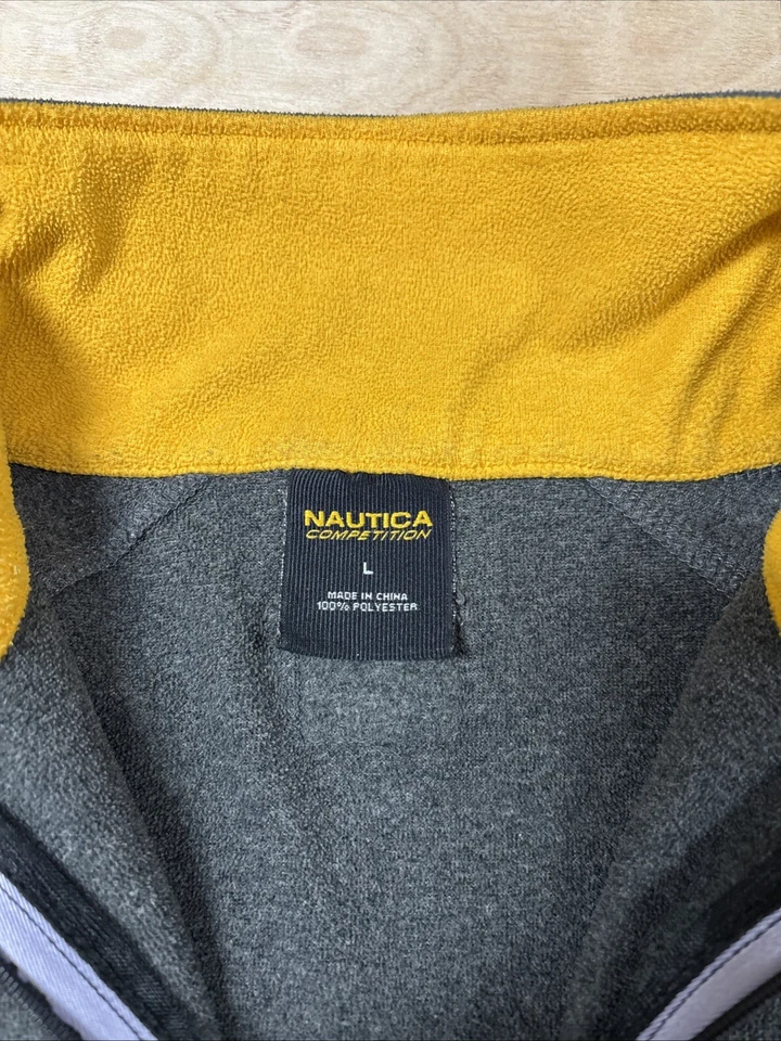 Vintage Nautica Competition Fleece Sweatshirt Mens Large Gray 1/4 Zip Mock Neck - Image 4 of 4