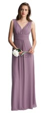 Bill Levkoff 7009 Dress Sz 8 Floor Length V Neck Chiffon Bridesmaid Dusty Pink