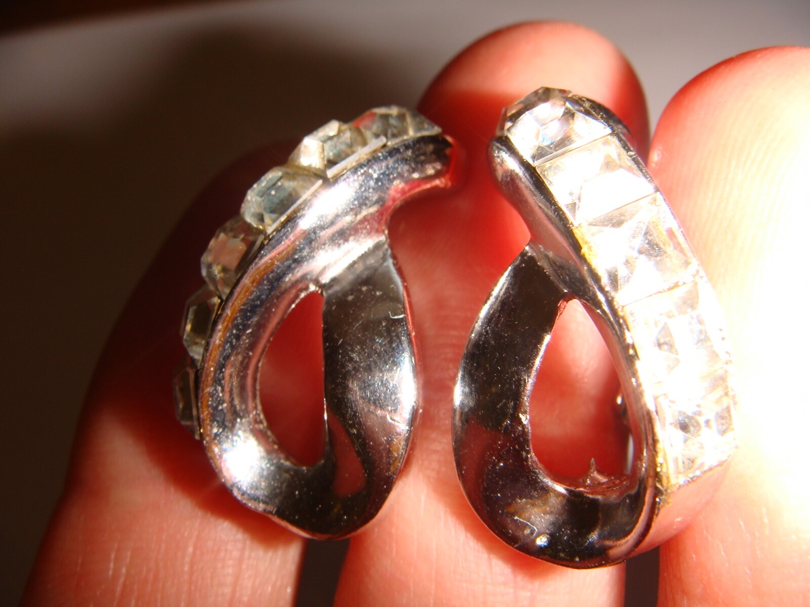 VINTAGE SIGNED CORO RECTANGULAR RHINESTONE CLIP O… - image 7