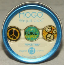 MOGO - Magnetic CHARMS - PEACE Sign TIME - TIN Collection SET of 3 - *BRAND NEW!