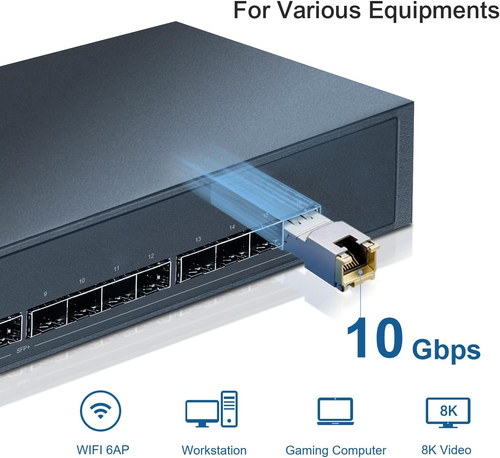 10Gbe SFP to RJ45 Copper Module, SFP+10GBASE-T Transceiver, Mini Gbic Compatibl - Photo 3/12
