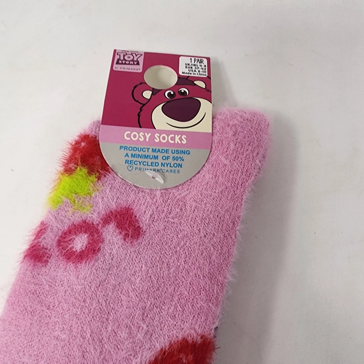 Primark Toy Story Lotso Oso Acogedores Calcetines EE. UU. 6-10 Rosa Fresa Difusa Nuevos