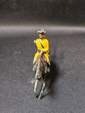 Vintage Lead Toy British Charging Yellow Jacket Calvary Officer on a Black Horse