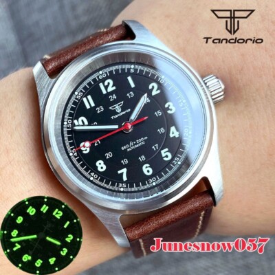 Tandorio 36MM Diver NH35 Mechanical Men Watch Black Dial Luminous Sapphire Glass