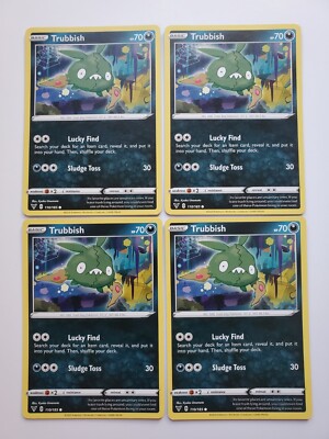 TRUBBISH x4 Playset 110/185 Vivid Voltage Pokemon 2020 Non Holo - NMT - Free S/H