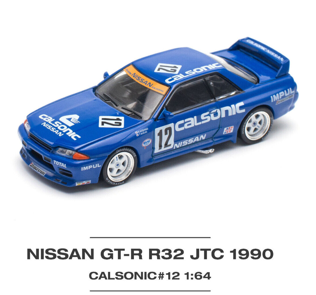 Гоночный автомобиль Nissan GT-R R32 - Calsonic - 1990 JTC в масштабе 1:64, изготовленный на заказ PR640104