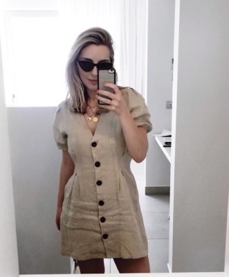 ZARA BUTTONED LINEN DRESS V-NECK PUFF SLEEVES SAND S, M,L REF.0387/070 |  eBay