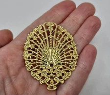 10 pcs VTG Filigree Scalloped Art Deco Charms Gold Metal Craft Jewelry Findings