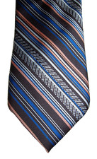 Vintage Starcy Ltd Cravats of Distinction wide tie, brown blue diagonal stripe