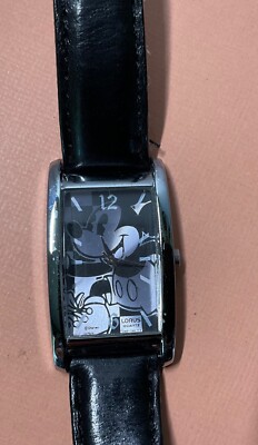 Disney Mickey Mouse Silver and Black Rectangular Watch Disney MK1007 Rectangular Accutime Mickey Mouse Mens Black  main image 4
