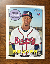 2018 RONALD ACUNA JR Topps Heritage Rookie Card #580 SP RC Atlanta Braves CLEAN. rookie card picture