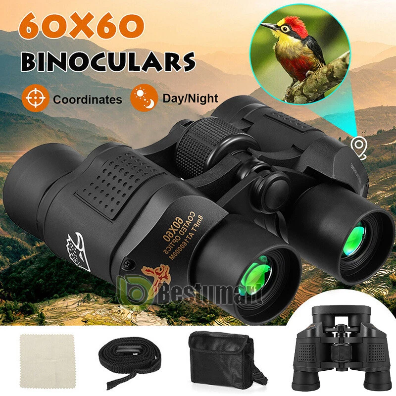 Binoculares militares de alta potencia 60x60 telescopio de caza con zoom día/noche + estuche Foto 4 de 4