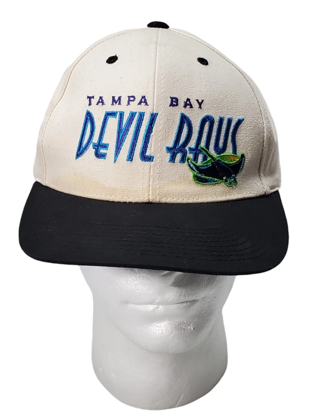 Vtg 90s Tampa Bay Devil Rays Strapback Hat MLB Outdoor Cap Embroidered Script