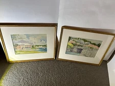 Bermuda Art Adolph Treidler 2 Framed Paintings 17x14 Signed Use By Tourism Board