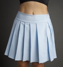 LONG SKIRT Pleated Plaid BabyBlue 