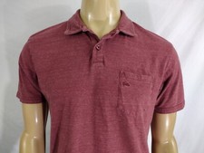 QUIKSILVER Casual SS Polo Shirt Mens XL Brick Red Cotton Blend Pocket Surfer