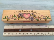  EUC Hero Arts "Just Saying Hello" Wood Mounted Rubber Stamp - FREE SHIPPING