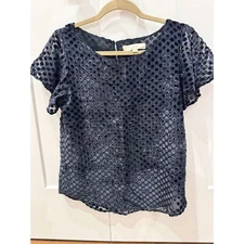 Loft Navy Flutter Sleeve Blouse Size XS