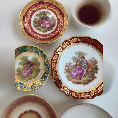 LIMOGES FRANKREICH MINIATUR / KLEINE PLATTEN. DIE KÖNIGIN D.S., C.P. DATING PAARE X5