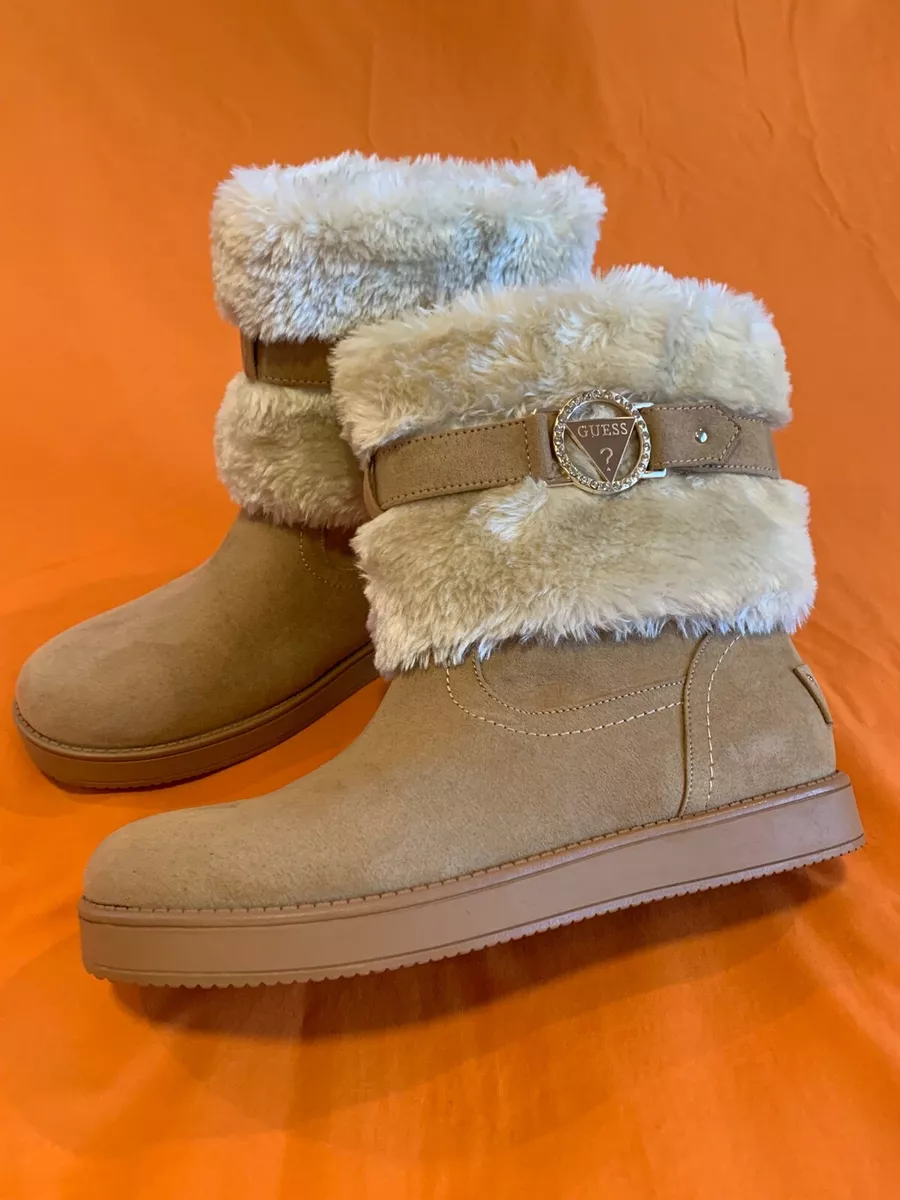 Women's GUESS Alaina Faux-Shearling Cuff Boots Size 7 in Light