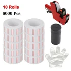 10 Rolls 6000Pcs White Price Gun Labels Price Tag stickers Refill mx 5500 labels