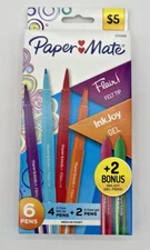 Paper Mate Flair 6 Color Pens 4 Felt Tip 2 Gel Ink Joy Medium Point 0.7 mm
