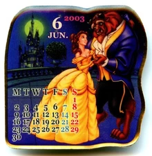 Japan Mickey & Pals Shops - 2003 Calendar Series - Beauty & The Beast Pin (June)
