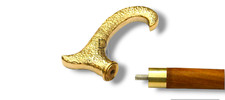 Walking Stick with Golden Finish Brass Handle Antique Designer Handle Gold Cane
