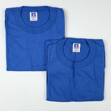 VINTAGE 80's Russell Athletic Lot of 2 Youth L Royal Blue Short Sleeve T-Shirts