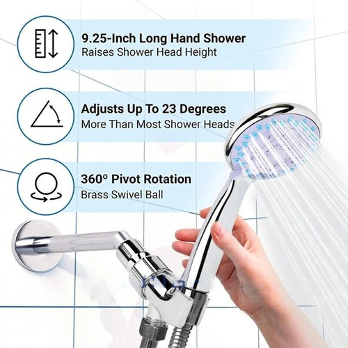 High Pressure Shower Head 5 Settings Handheld Shower Heads Spray With 5 FT Hose - Picture 3 of 7
