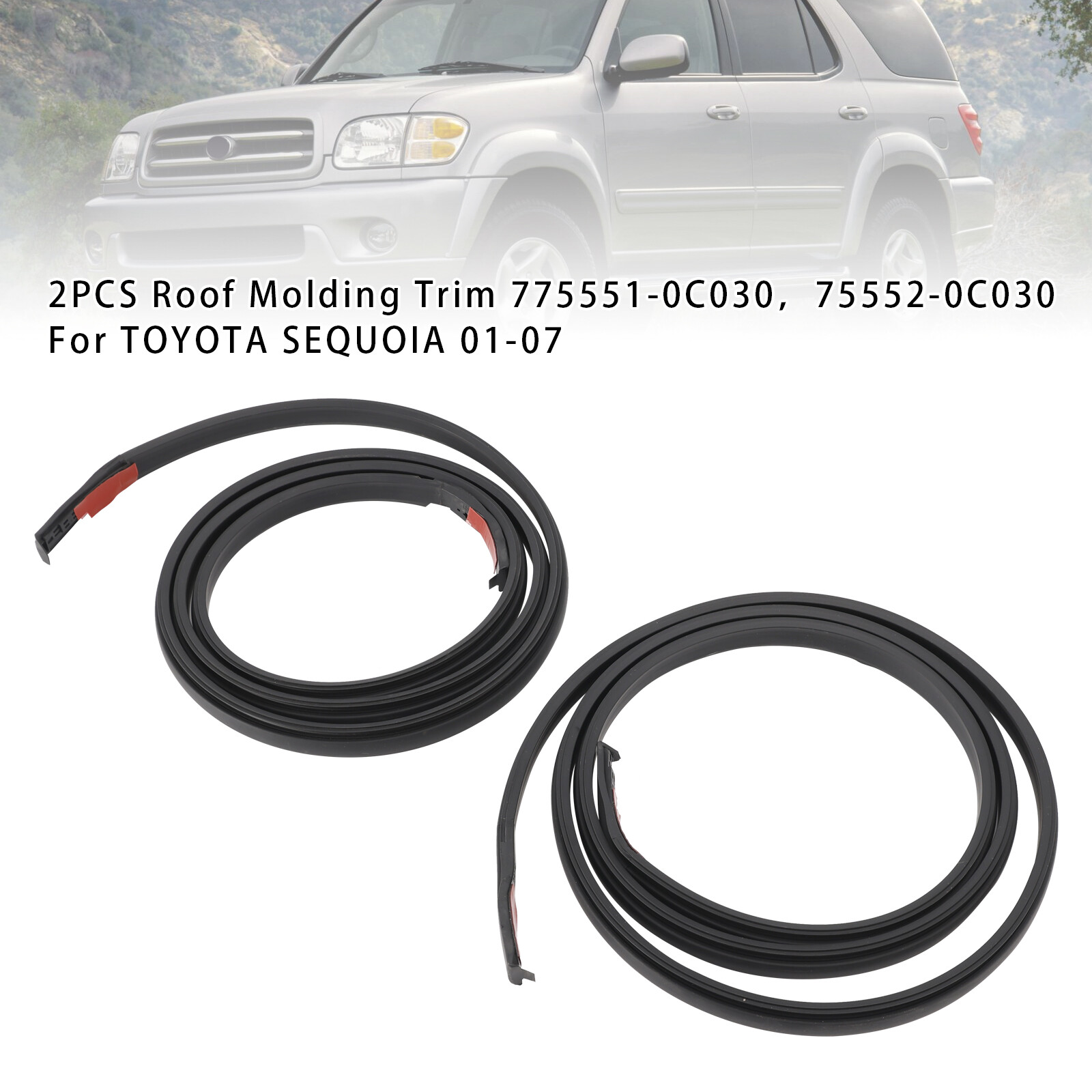 2PCS Roof Molding Trim 75551-0C030 75552-0C030 For TOYOTA SEQUOIA 01-07 US