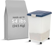 54 lb Pet Food Storage Container Large Dry Bin for Dog Cat Bird BPA Free Wheels
