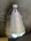 Vase Hand Etched Floral Pattern Boho Ornate Regency India — photo 2