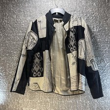 Chico's Women Patchwork Lightweight Jacket Blazer Lined 1, M Linen Silk Bohemian