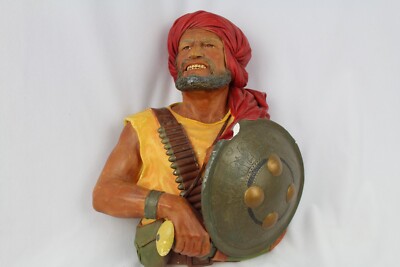 Vintage Bossons Chalkware Pathan Warrior 1967 RARE Wall Figure Made in England 