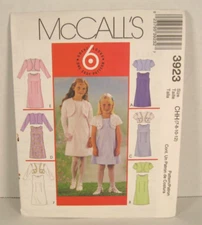 McCall's 6 Great Looks 1 Easy Pattern #3923 Jackets & Dress Girls' 7-8-10-12 UC