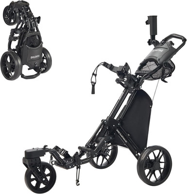 Lightweight 3-Wheel Golf Push Cart with 360° Swivel & One-Click Fold