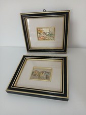 Set 2 Quadri Argento 925 Creazioni Isabel Paesaggi Miniature Vintage 18cm