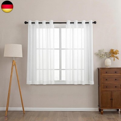 Sonive Vorhänge Leinenoptik Gardine 2er Set mit Ösen H137 x B145cm S