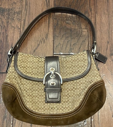 Y2K Vintage Coach 6818 Schultertasche Soho Braun Signature Canvas Leder Wildleder