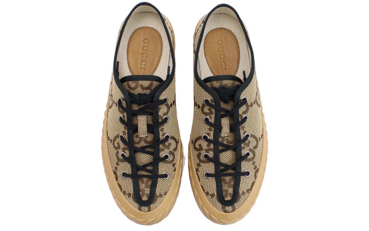 Gucci GG Monogram Canvas Casual Sneakers Men's Camel 703031 UKOHO