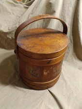 Primitive Antique Shaker Wood Firkin Sugar Bucket Signed ISXX  Mince Meat Label