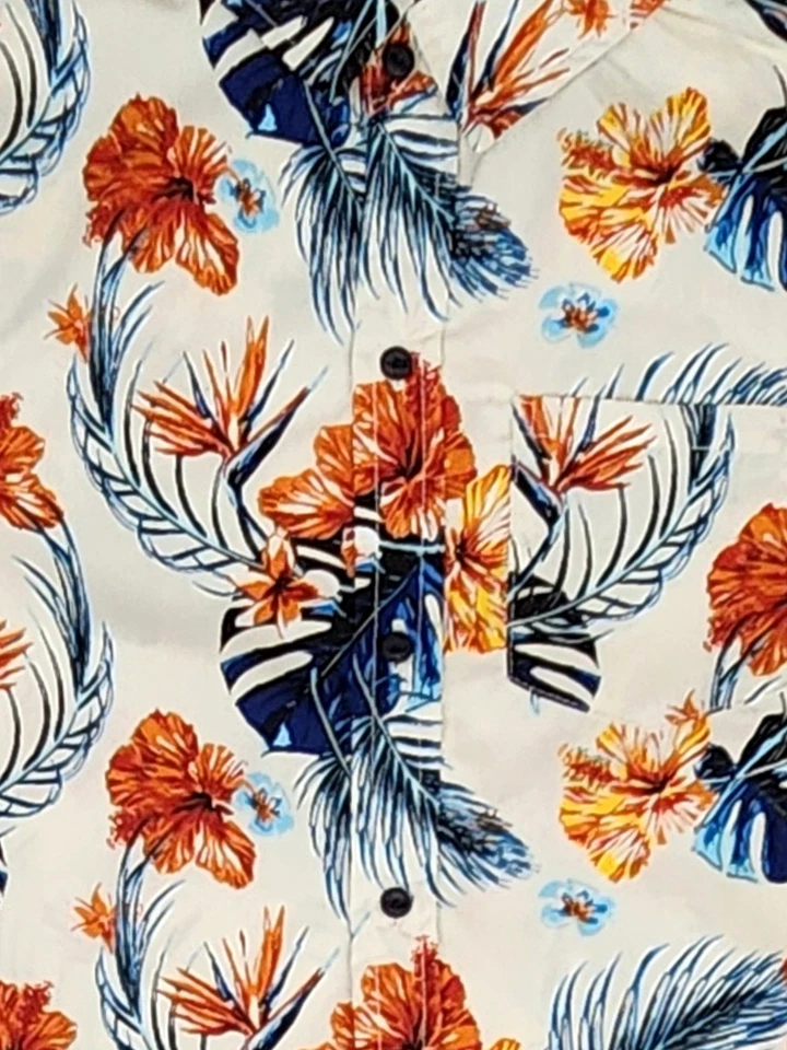 Camisa Tony Hawk Niños Tostada Flor Tropical Manga Corta Botón Delantero M 10-12 Foto 2 de 2