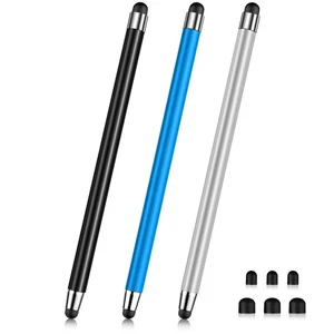 Stylus (3 Pcs), 2-in-1 Stylo pour écran tactile, argent/bleu/noir