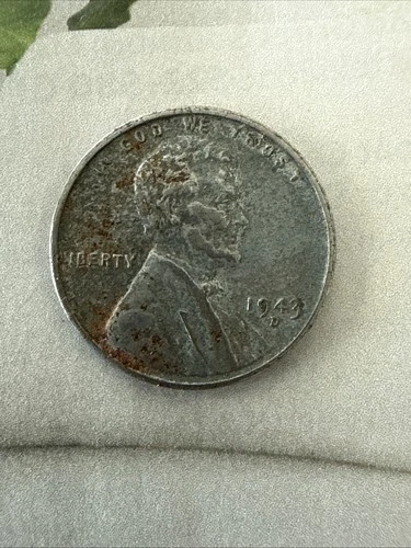 1943 Wheat Penny Cent Very Worn/damaged- Single Coin