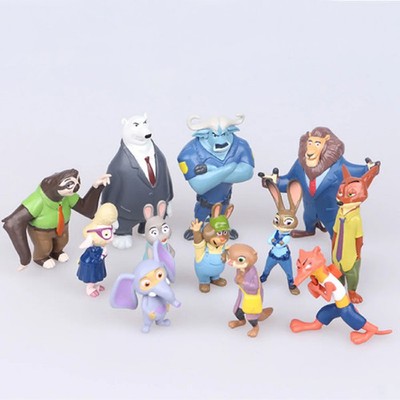 12 pcs set Zootopia Animals Action Figure 4-8 cm Kids Toys Gift Collection Cake
