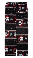 Nightmare Before Christmas Snowy Jack Skellington Lounge Pants, Black