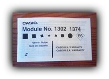 Casio Module No. 1302 1374 Users Guide [User ...