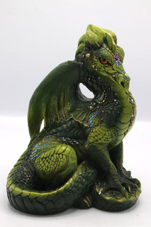 Vintage Rare 1986 Windstone Editions By Pena 9" Green Dragon Peacock Statue